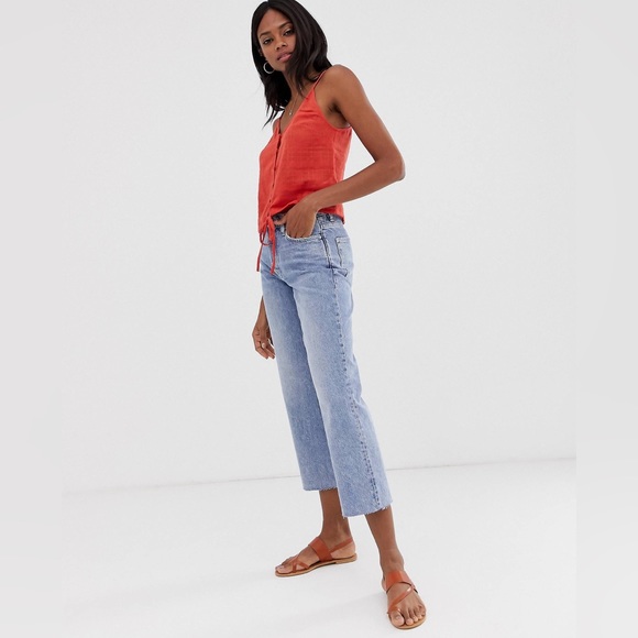 URBAN OUTFITTERS ASOS DESIGN CAMI BUTTON FRONT SUN TOP IN SHEER GRID CHECK Sz 10 - Picture 4 of 7